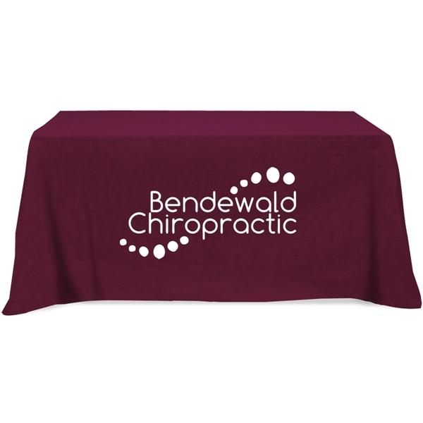 128" x 58" 65/35 polyester-cotton twill flat 3-sided table cover that... from ASI 61966 HPG / Beacon Promotions