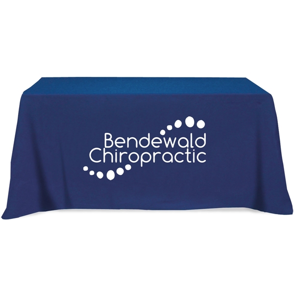 129 x 87" 65/35 polyester-cotton twill flat 4-sided table cover that... from ASI 61966 HPG / Beacon Promotions