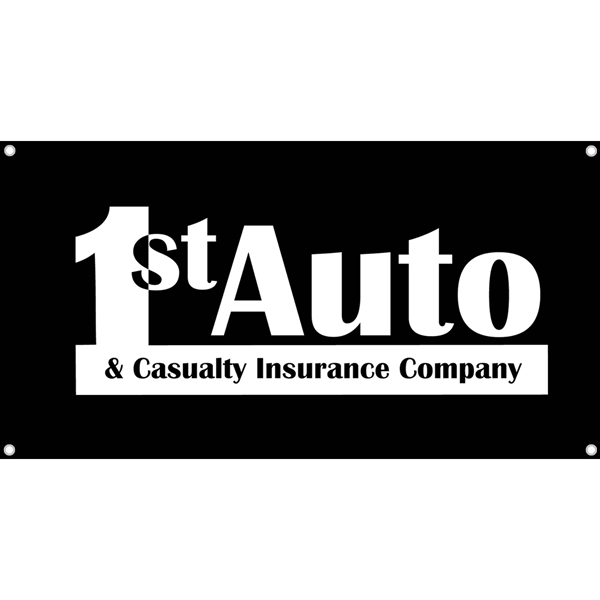 48" x 27" 65/35 polyester-cotton blend small banner with rolled hems,... from ASI 61966 HPG / Beacon Promotions