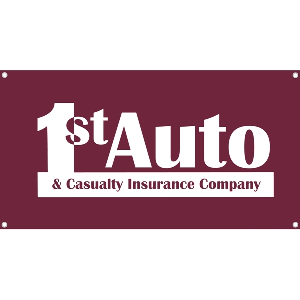 48" x 27" 65/35 polyester-cotton blend small banner with rolled hems,... from ASI 61966 HPG / Beacon Promotions