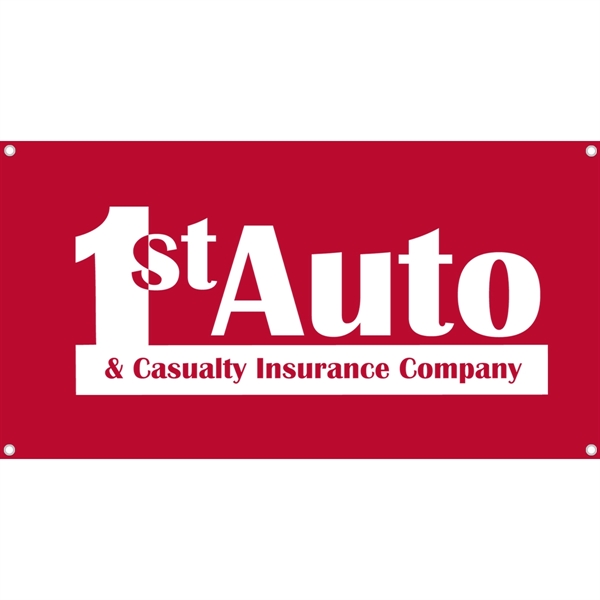 48" x 27" 65/35 polyester-cotton blend small banner with rolled hems,... from ASI 61966 HPG / Beacon Promotions