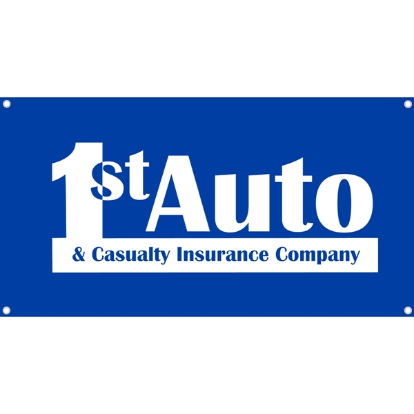 48" x 27" 65/35 polyester-cotton blend small banner with rolled hems,... from ASI 61966 HPG / Beacon Promotions