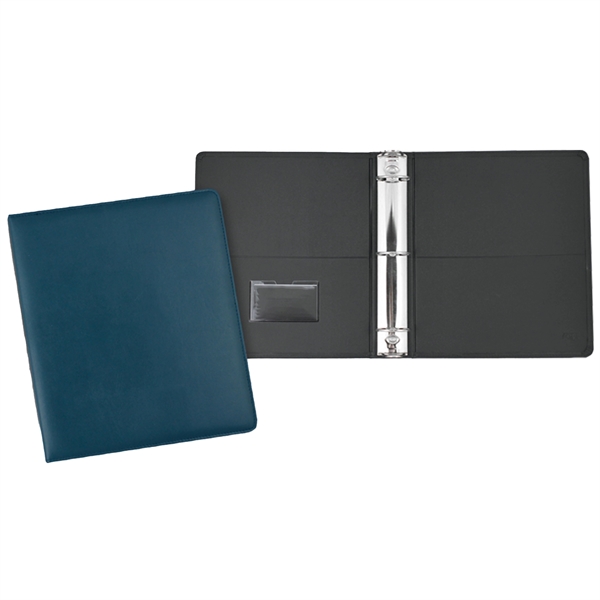 Stratton 1.5" ring binder made of vinyl with matching black stitching... from ASI 54040 Fey Promo / Fey Binders and Organization Solutions