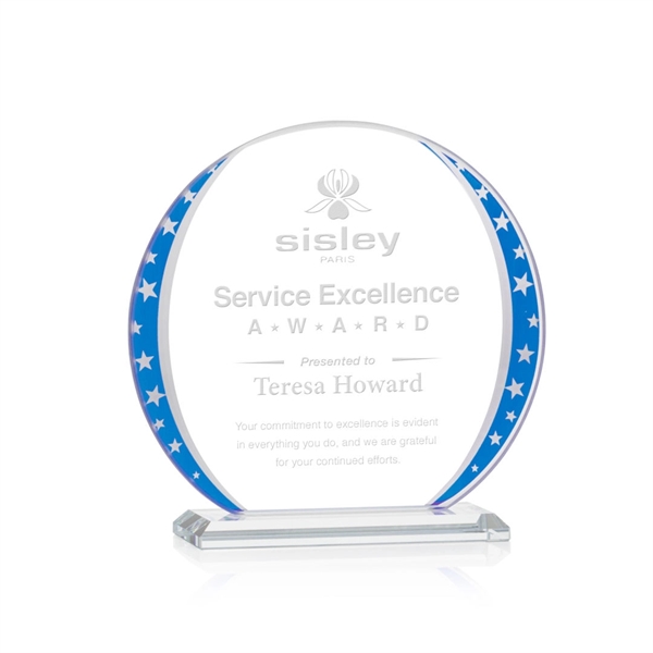 This Starfire Crystal Circle Shaped Award features mirrored star accents and... from ASI 84592 St Regis Group / St Regis