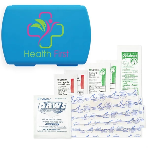 Full color imprinted USA made First Aid Kit with Hand Sanitizers,... from ASI 54040 Fey Promo