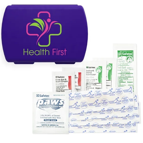 Full color imprinted USA made First Aid Kit with Hand Sanitizers,... from ASI 54040 Fey Promo