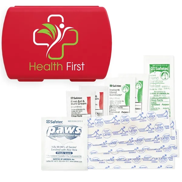 Full color imprinted USA made First Aid Kit with Hand Sanitizers,... from ASI 54040 Fey Promo