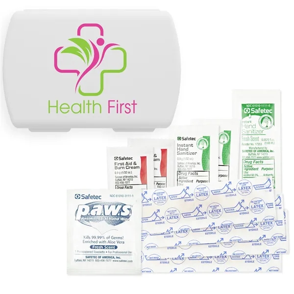 Full color imprinted USA made First Aid Kit with Hand Sanitizers,... from ASI 54040 Fey Promo