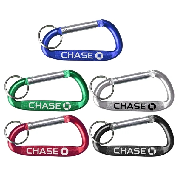 Carabiner with split key ring and solid aluminum construction.... from ASI 74585 Nu Promo International / Nu Promo Line