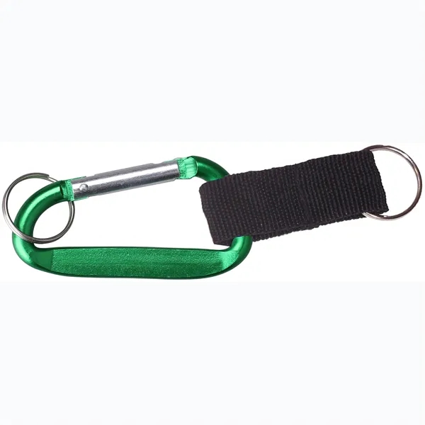 Carabiner with strap snd split key ring and solid aluminum construction.... from ASI 74585 Nu Promo International / Nu Promo Line