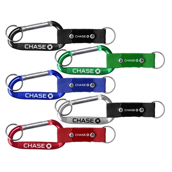 Carabiner with Strap w/ Metal Plate and split key ring and... from ASI 74585 Nu Promo International / Nu Promo Line