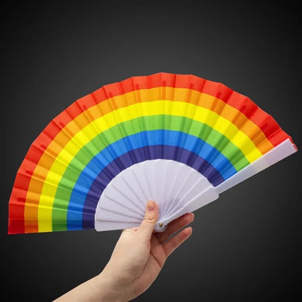 9" rainbow colored folding fans.... from ASI 42016 Brighter Promotions Inc