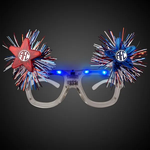 Patriotic eyeglasses with 4 bright blue LED lights.... from ASI 42016 Brighter Promotions Inc