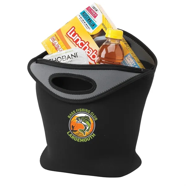 Flexible neoprene lunch tote with zippered main compartment and gusseted bottom,... from ASI 86565 Seville Gear