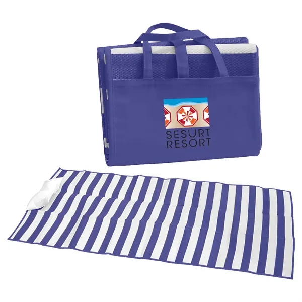 Beach mat with inflatable pillow made of tubular polypropylene material.... from ASI 61125 Hit Promotional Products / Hit®