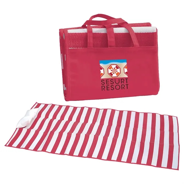 Beach mat with inflatable pillow made of tubular polypropylene material.... from ASI 61125 Hit Promotional Products / Hit®