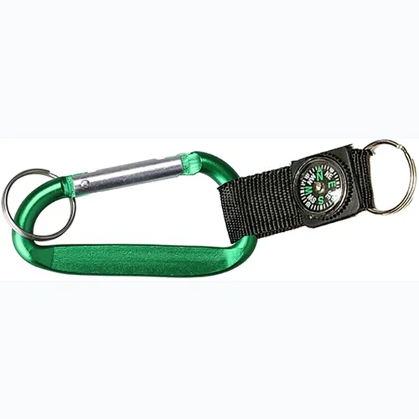 Carabiner with Compass and split key ring and solid aluminum construction.... from ASI 74585 Nu Promo International / Nu Promo Line