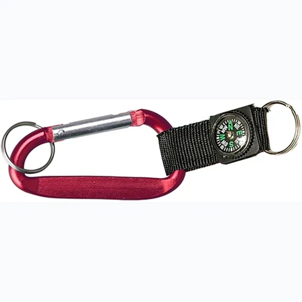 Carabiner with Compass and split key ring and solid aluminum construction.... from ASI 74585 Nu Promo International / Nu Promo Line