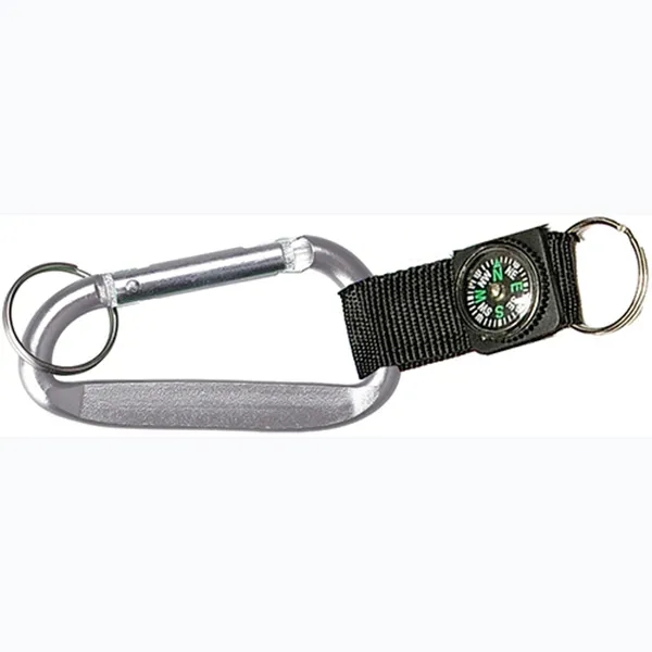 Carabiner with Compass and split key ring and solid aluminum construction.... from ASI 74585 Nu Promo International / Nu Promo Line