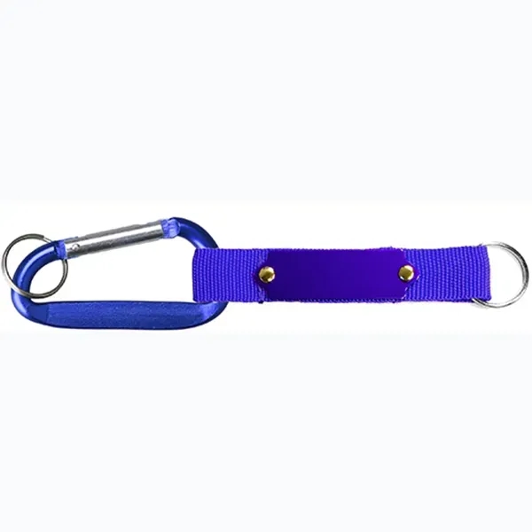 Carabiner with Strap and Metal Plate, split key ring and solid... from ASI 74585 Nu Promo International / Nu Promo Line