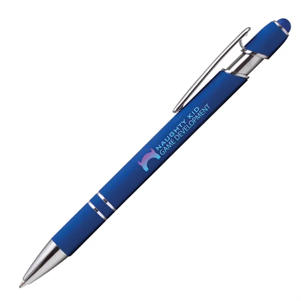 Click action rubber finished aluminum stylus pen with chrome accents.... from ASI 68190 Lungsal / Lungsal