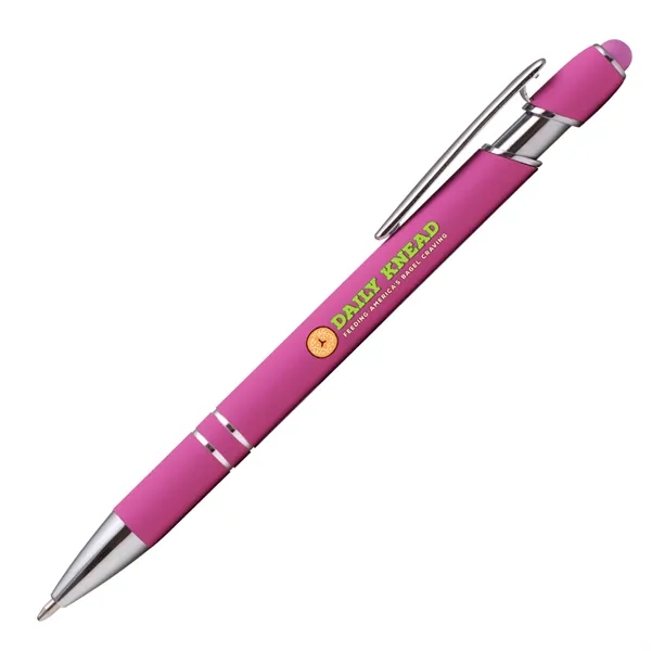 Click action rubber finished aluminum stylus pen with chrome accents.... from ASI 68190 Lungsal / Lungsal