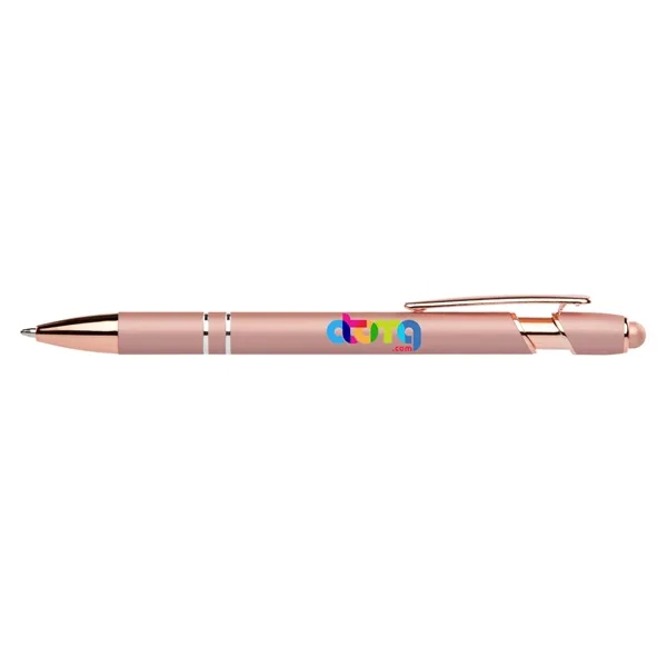 Click action rubber finished aluminum stylus pen with rose gold tips... from ASI 68190 Lungsal / Lungsal