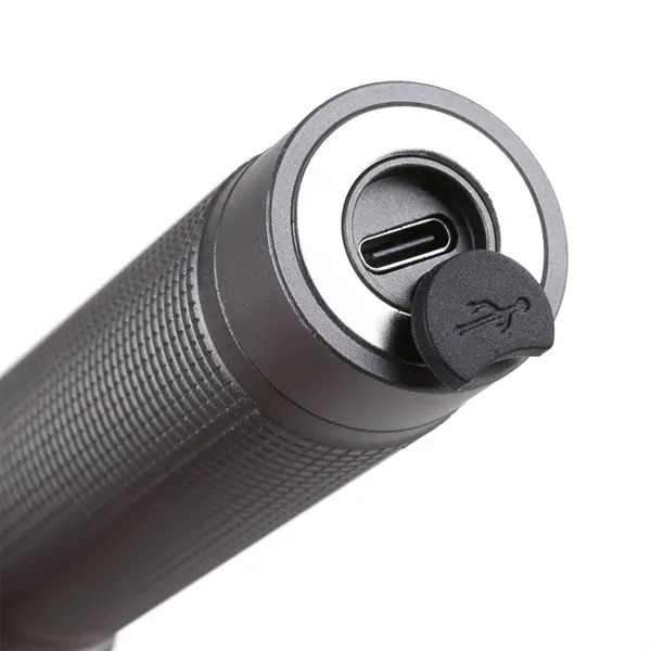 A rechargeable flashlight with case, offers a secure grip, powerful illumination,... from ASI 61966 HPG / Beacon Promotions
