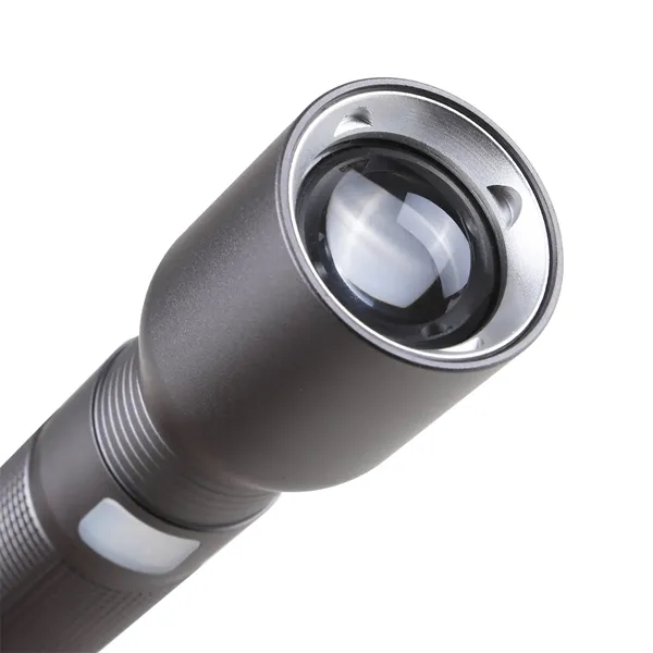 A rechargeable flashlight with case, offers a secure grip, powerful illumination,... from ASI 61966 HPG / Beacon Promotions