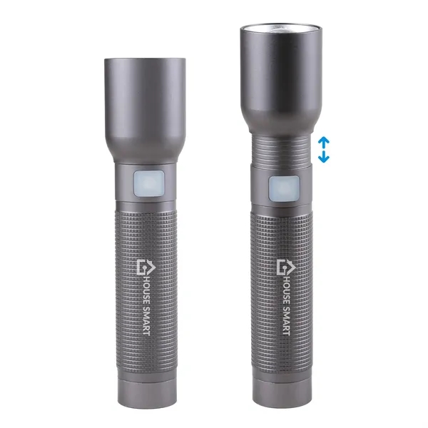 A rechargeable flashlight with case, offers a secure grip, powerful illumination,... from ASI 61966 HPG / Beacon Promotions