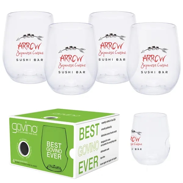 Four pack of 12 oz. wine or cocktail glasses, dishwasher-safe and... from ASI 62190 Illini