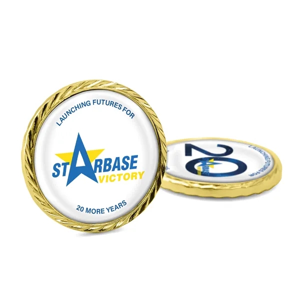 1.75" x 4mm die cast metal challenge coin with two sided... from ASI 52263 EMT