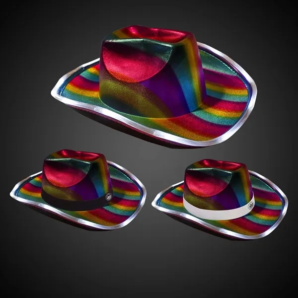 Rainbow colored cowboy hat with 13 super bright LED lights.... from ASI 42016 Brighter Promotions Inc