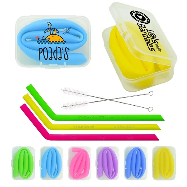 Bent Silicone Straws with Rectangular box... from ASI 39820 Opusline (Benmex) / Opus Line