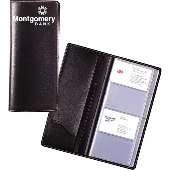 Classic business card holder made of simulated leather and holds 96... from ASI 39820 Opusline (Benmex) / Opus Line