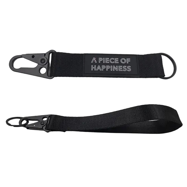 Nylon strap short lanyard with hook and keyring with 1 color... from ASI 37218 Athena Promo (tm)