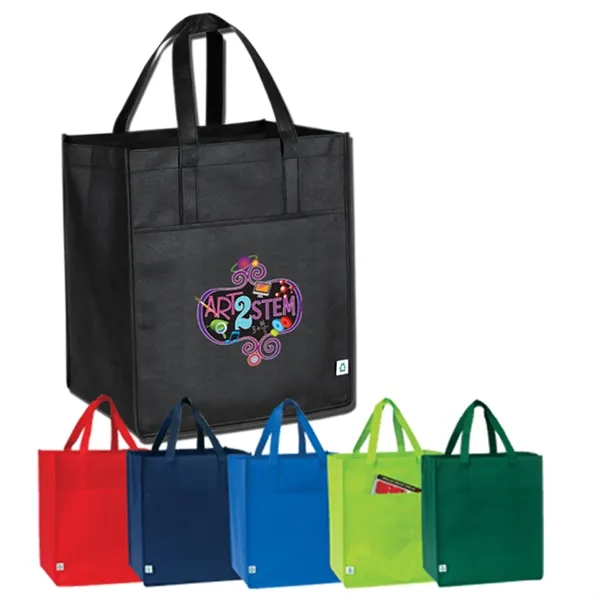 Non-woven shopping tote with large main compartment, open front slip pocket,... from ASI 39820 Opusline (Benmex) / Opus Line
