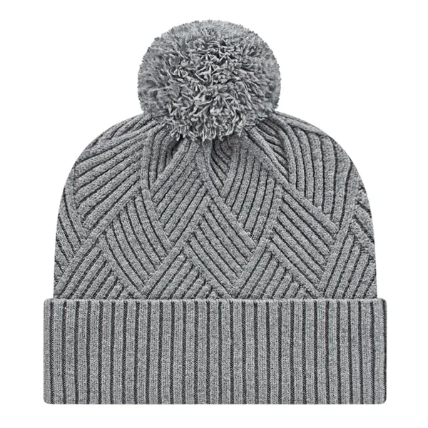 Premium tri-blend knit cap with solid color ribbed cuff and pom... from ASI 43792 Cap America Inc