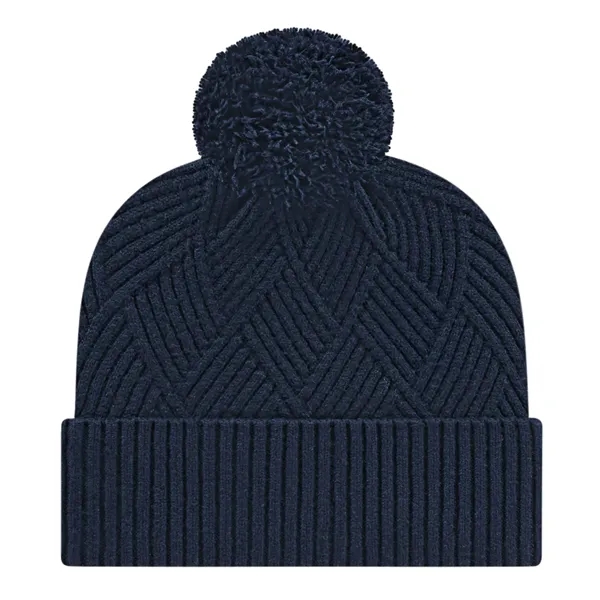 Premium tri-blend knit cap with solid color ribbed cuff and pom... from ASI 43792 Cap America Inc