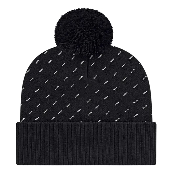 Acrylic knit cap with cuff with a white diagonal dashed knit-in... from ASI 43792 Cap America Inc