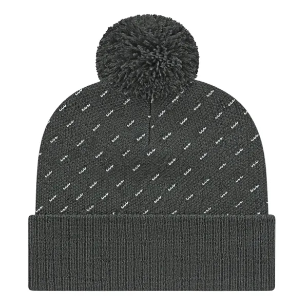 Acrylic knit cap with cuff with a white diagonal dashed knit-in... from ASI 43792 Cap America Inc