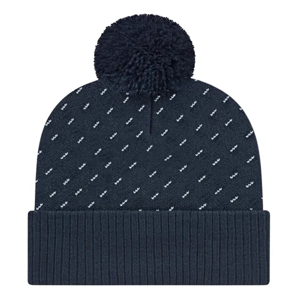 Acrylic knit cap with cuff with a white diagonal dashed knit-in... from ASI 43792 Cap America Inc