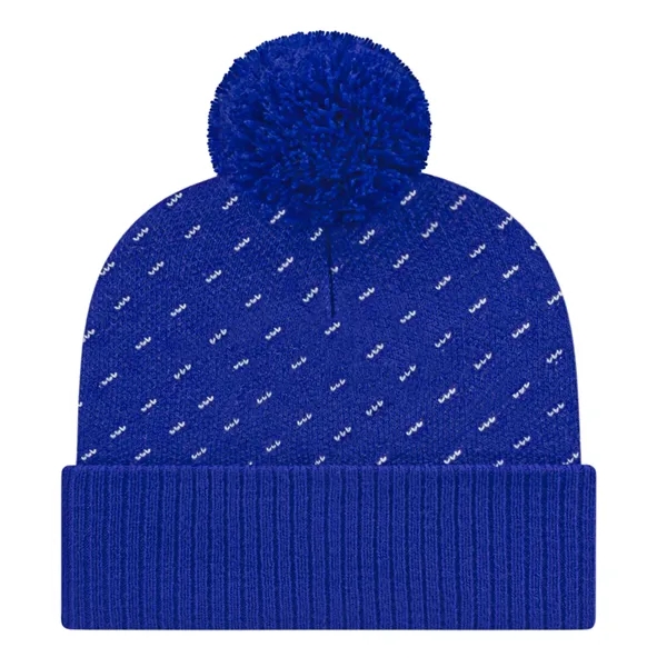 Acrylic knit cap with cuff with a white diagonal dashed knit-in... from ASI 43792 Cap America Inc