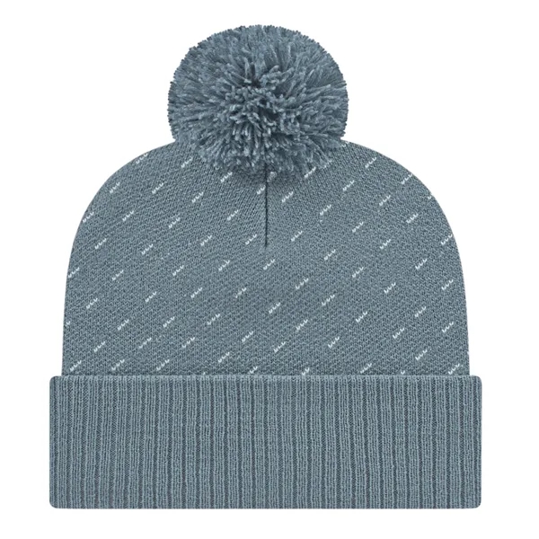 Acrylic knit cap with cuff with a white diagonal dashed knit-in... from ASI 43792 Cap America Inc