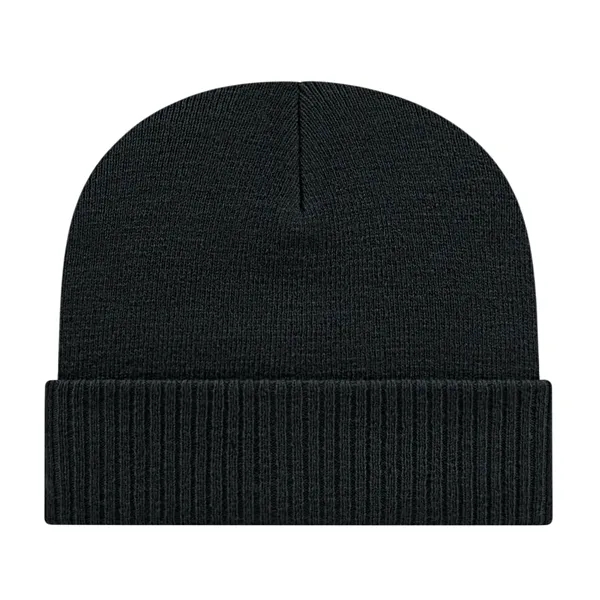 Acrlyic knit cap with solid color ribbed cuff with a polyester... from ASI 43792 Cap America Inc
