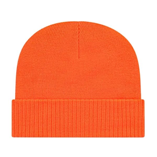 Acrlyic knit cap with solid color ribbed cuff with a polyester... from ASI 43792 Cap America Inc