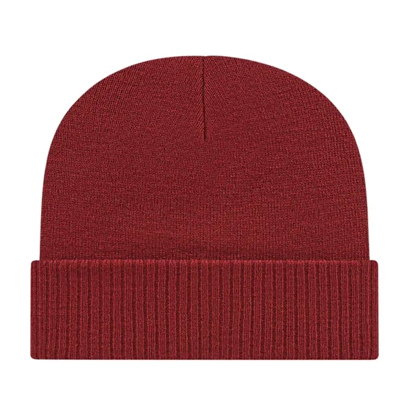 Acrlyic knit cap with solid color ribbed cuff with a polyester... from ASI 43792 Cap America Inc