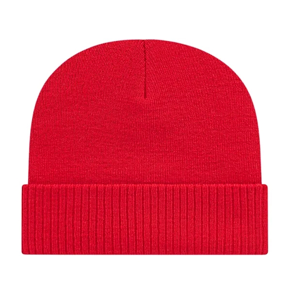 Acrlyic knit cap with solid color ribbed cuff with a polyester... from ASI 43792 Cap America Inc