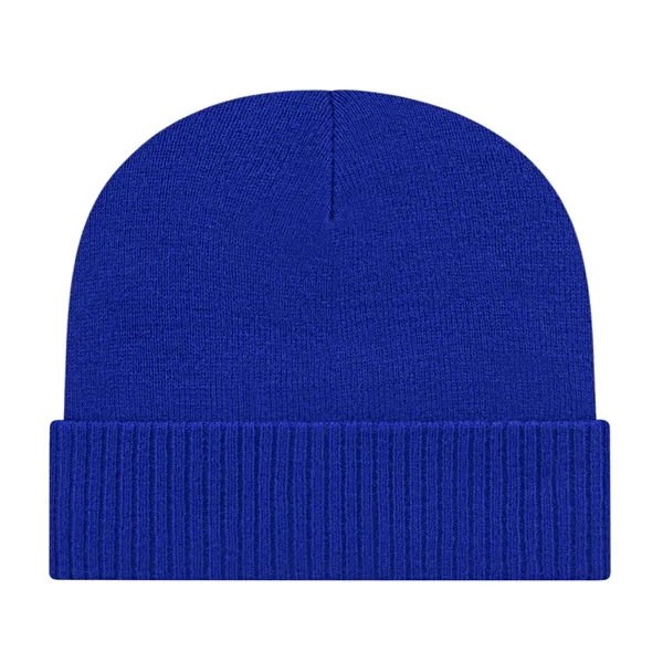 Acrlyic knit cap with solid color ribbed cuff with a polyester... from ASI 43792 Cap America Inc