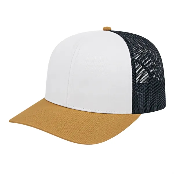 Medium profile six panel structured polyester and cotton blend cap with... from ASI 43792 Cap America Inc